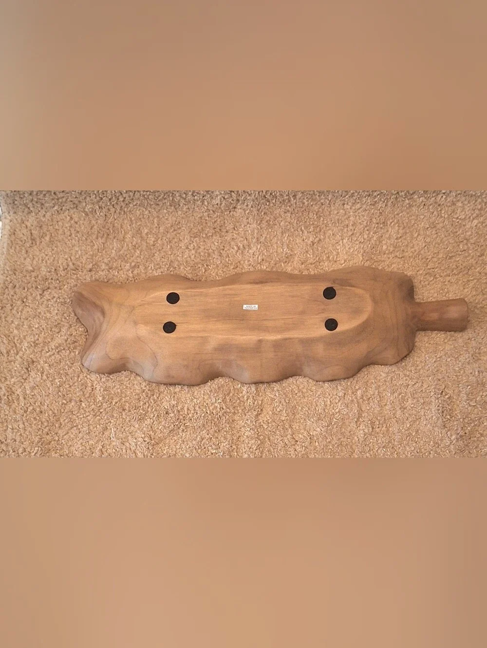 Hand-Carved Wooden Leaf Serving Tray in Natural Brown